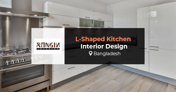 L-Shaped Kitchen Interior Design in Bangladesh.