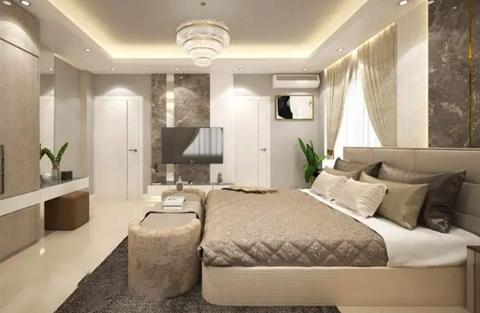 Modern bedroom interior design for residential home